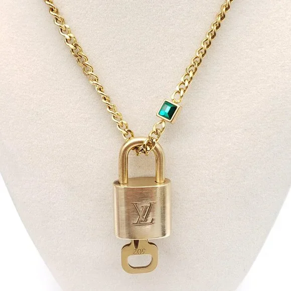 Authentic Louis Vuitton Gold Padlock with Unbranded Stainless Steel Chain - Picture 4 of 8